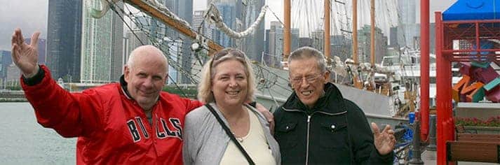 Group of seniors at Navy Pier in Chicago during an Oak Park Arms event for seniors
