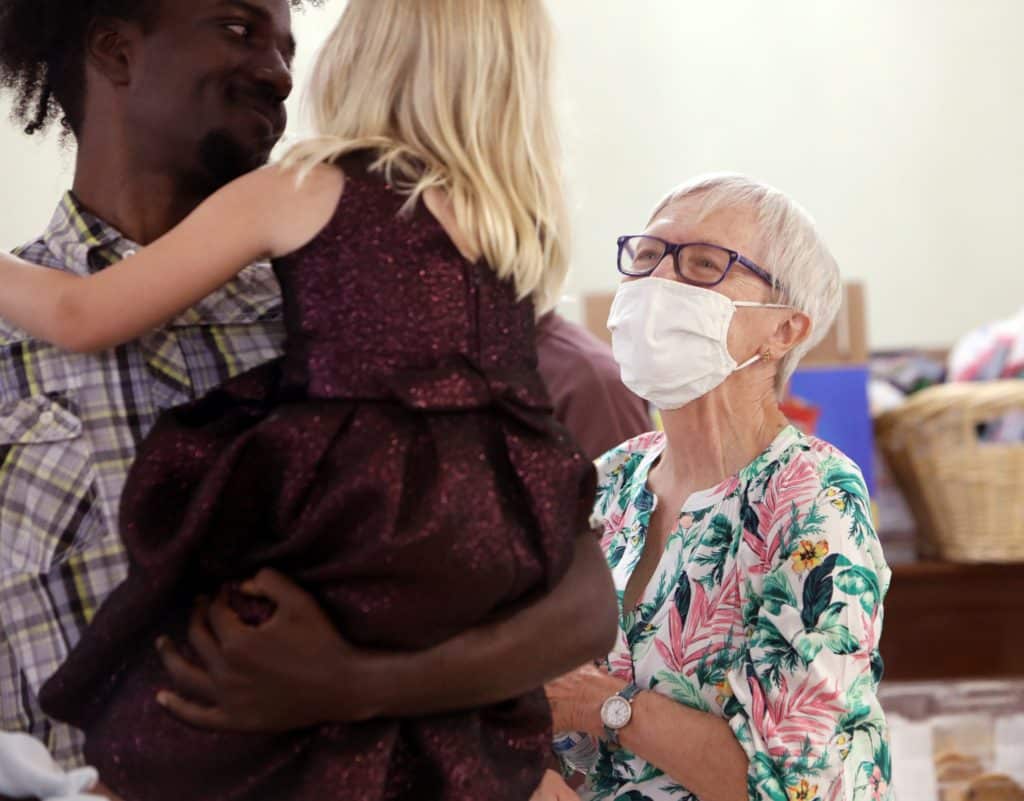 Anne Gressle with a preschooler from Kindness Creators