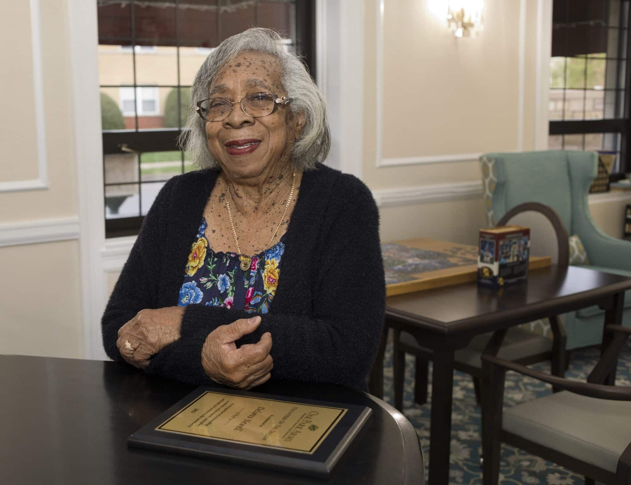 Delores Newell was awarded Volunteer of the Decade at the Oak Park Arms. 