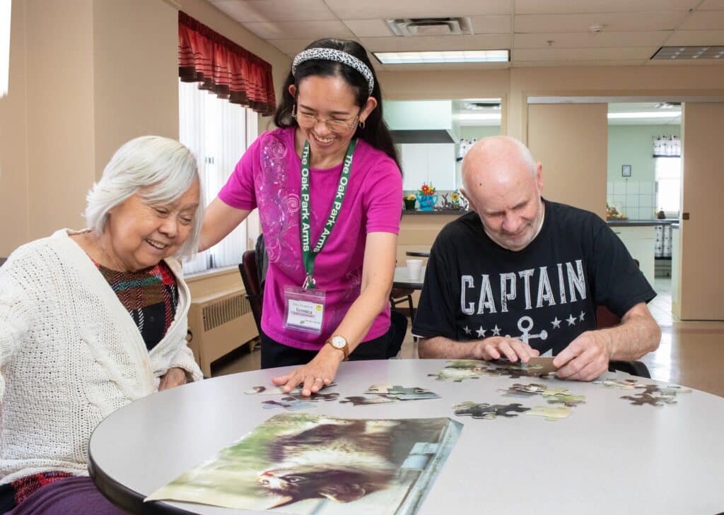 senior putting a puzzle together