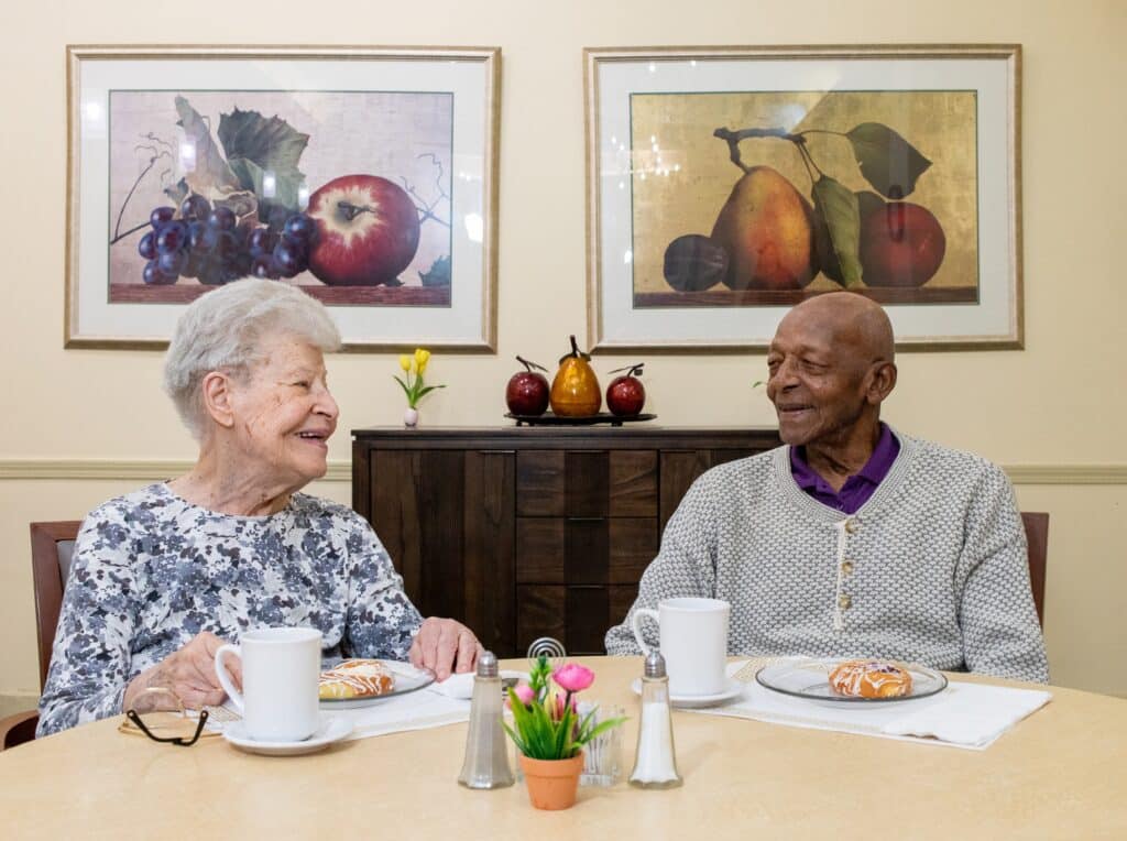 Senior residents dining at the Oak Park Arms restaurant